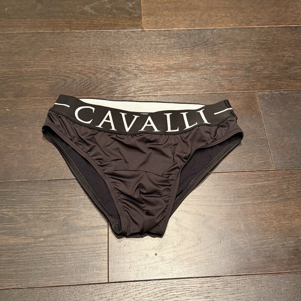 Roberto Cavalli Men’s Swim Brief Black Logo Waistband Fits Medium